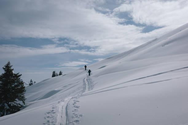 istock Backcountry skiers climb mountain 2150510123