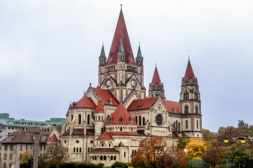 Exterior view of Tyn Church in Prague, Czech Republic