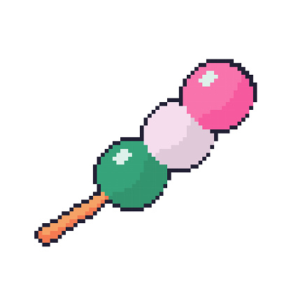 Vector Illustration of Dango food with Pixel Art Design, perfect for food assets themed designs