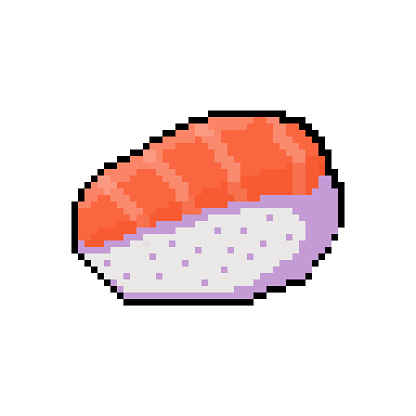 Vector Illustration of Sushi with Pixel Art Design, perfect for food assets themed designs