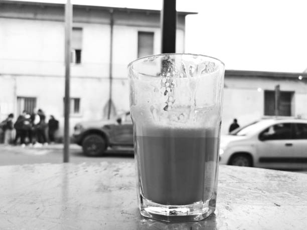Glass of milk and coffee
