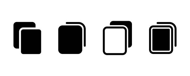 ilustraciones, imágenes clip art, dibujos animados e iconos de stock de conjunto de iconos vectoriales para copiar y pegar. duplicado de página o documento. - imitación