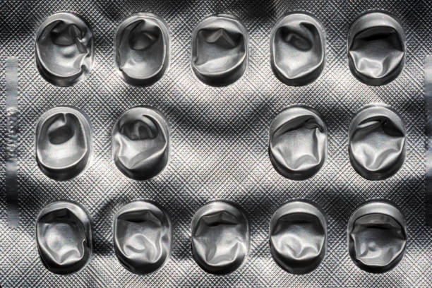 istock Abstract medicine empty drug pill packaging box with blister closeup 2150518797
