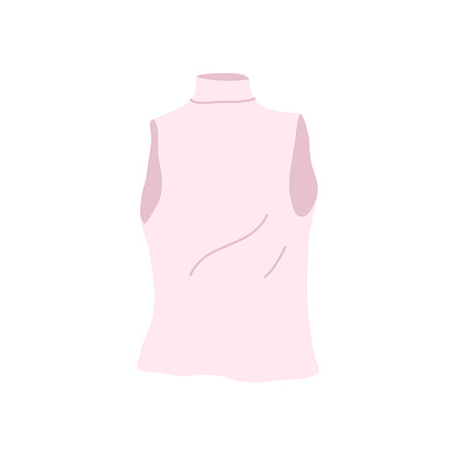 Cartoon Clothe Female Top Pink Waistcoat Concept Flat Design Style Isolated on a White Background. Vector illustration