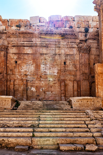 View of the altar of the temple of Bacchus in Baalbek, Lebanon