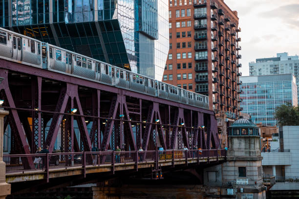 istock Chicago,Illinois Metro Loop Line Train at Downtown - CTA - Elevated rail tracks - Stock Photo 2150527157