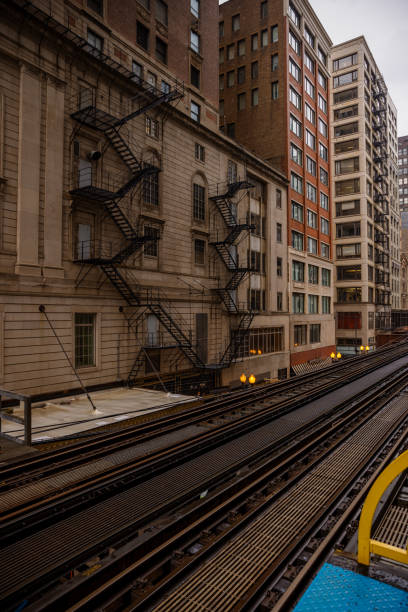 istock Chicago,Illinois Metro Loop Line Train at Downtown - CTA - Elevated rail tracks - Stock Photo 2150527665