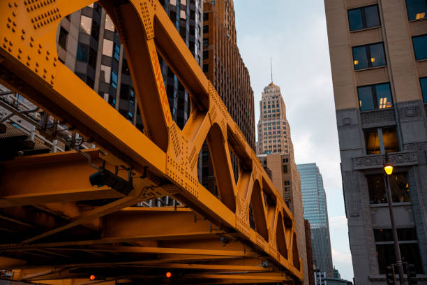 istock Chicago,Illinois Metro Loop Line Train at Downtown - CTA - Elevated rail tracks - Stock Photo 2150529115
