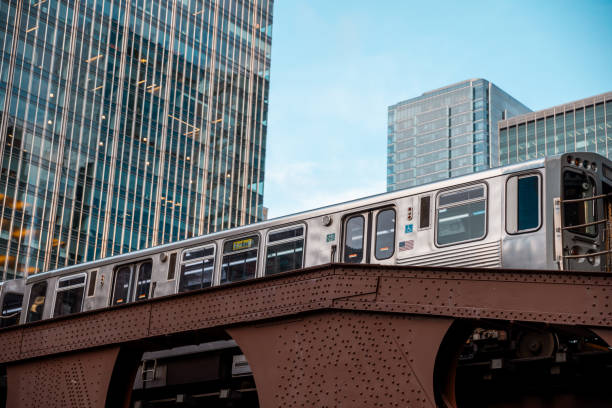 istock Chicago,Illinois Metro Loop Line Train at Downtown - CTA - Elevated rail tracks - Stock Photo 2150529224