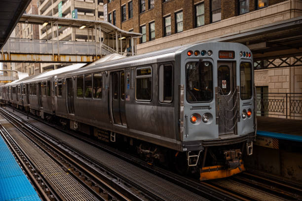 istock Chicago,Illinois Metro Loop Line Train at Downtown - CTA - Elevated rail tracks - Stock Photo 2150529997