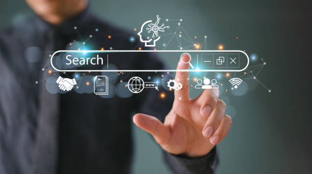 istock SEO Search Engine Optimization concept. Businessman touch AI, SEO icon on websites to rank search engines or SEO. Search with Ai assistant, search on screen. Artificial Intelligence data technology 2150532639
