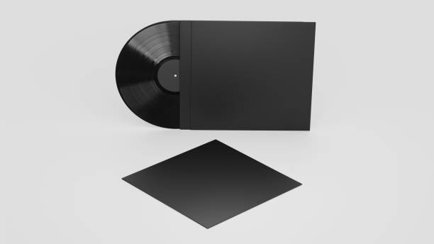 istock Black Vinyl Record Mockup, Dark Blank record album with CD/DVD/Bluray Disk 3d rendering isolated on light background 2150535190