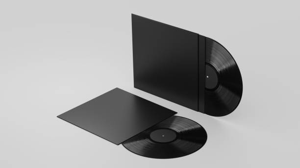 istock Black Vinyl Record Mockup, Dark Blank record album with CD/DVD/Bluray Disk 3d rendering isolated on light background 2150535206