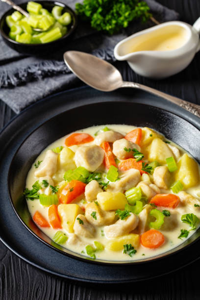 istock Knoephla soup, german dumpling soup in a bowl 2150535388