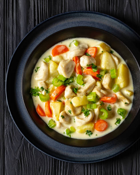 istock Knoephla soup, german dumpling soup in a bowl 2150535390