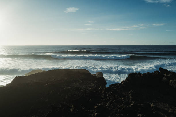 Coastal volcanic landscape in Lanzarote, Canary Islands