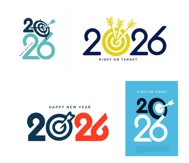 Dartboard Logo Icon Centered On The Number 2026 Concept Of A Start Dartboard Logo Icon Centered On The Number 2026 Concept Of A Start Represents The Goal 