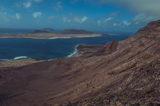 Coastal volcanic landscape in Lanzarote, Canary Islands