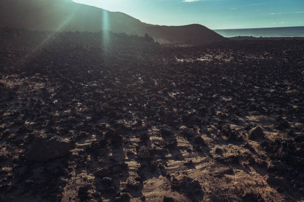 Coastal volcanic landscape in Lanzarote, Canary Islands