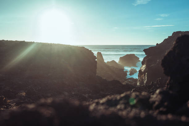 Coastal volcanic landscape in Lanzarote, Canary Islands