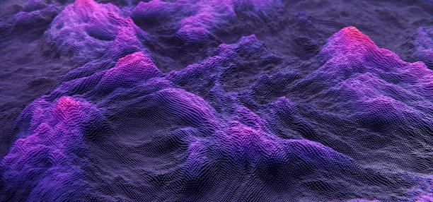 istock Abstract purple cubic landscape technology background. Technology concept 2150543660