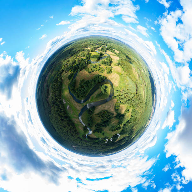 istock rural landscape with a small meandering river (360-degree panorama) 2150544663
