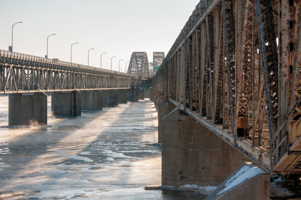 Floe on Vistula river in Warsaw