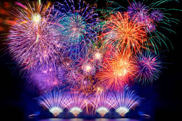 istock colourful firework display set for celebration happy new year and merry christmas and  fireworks on black background 2150549919