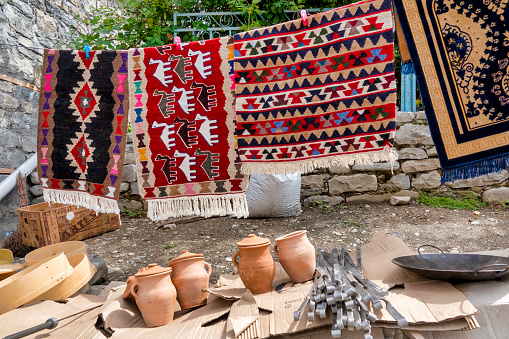 Traditional crafts on display in Lahij, Azerbaijan