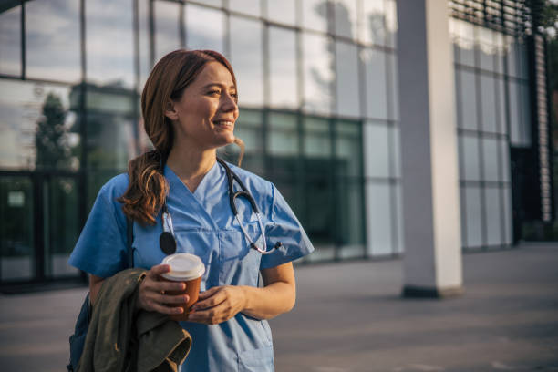 istock A beautiful female doctor on a coffee break. 2150554833