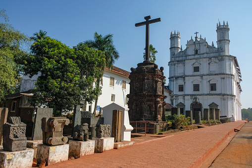 Old Goa, India - February 2, 2024: Church of Saint Francis of Assisi built in 1661 by the Portuguese in Old Goa, India.