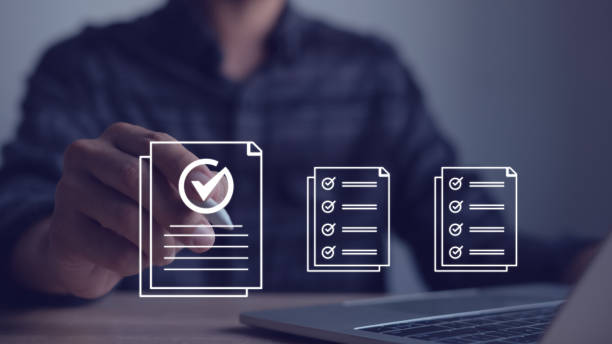 istock Businessman touches approval document on virtual screen showing project approval and approval concept. 2150555928