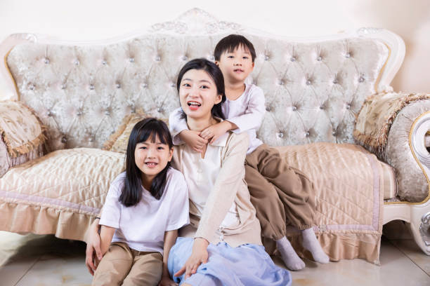 The mother stayed with the two children
