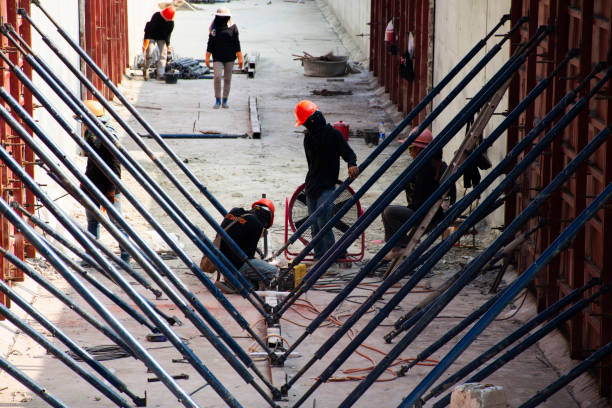 Construction worker on the construction site, mason