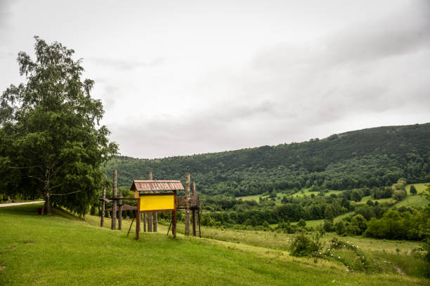 A shot of a forested hills on a cloudy day