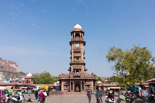 Ghanta Ghar clock tower was built by Maharaja Sardar Singh, from whom the adjacent Sardar Market takes its name in Jodhpur, India