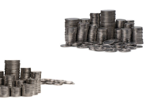 Pile of coins isolated on a white background. Banking and money.