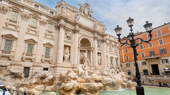 Photo taken in front of Trevi fountain, Rome, IT.
