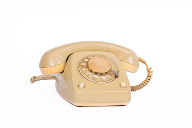 istock Vintage Dirty Rotary Phone on White Background - Retro Communication Device 2150567691