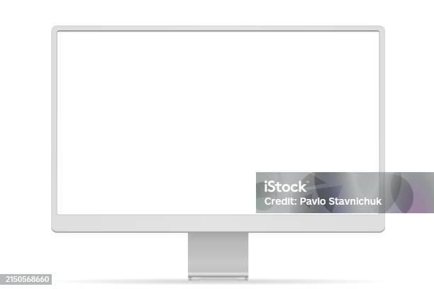 Empty Computer Monitor White Desktop Computer Monitor With Empty Display Device Screen Mockup ...