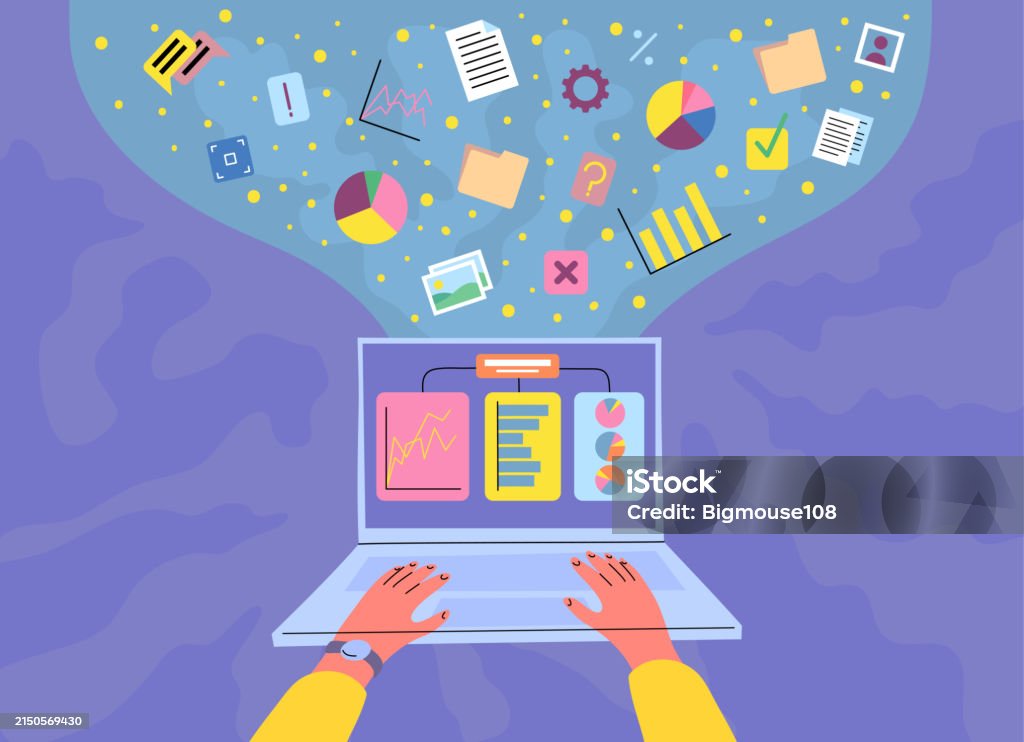 Database Query Cartoon Cartoon Color Data Analytics Input Output Data Vector Stock ...
