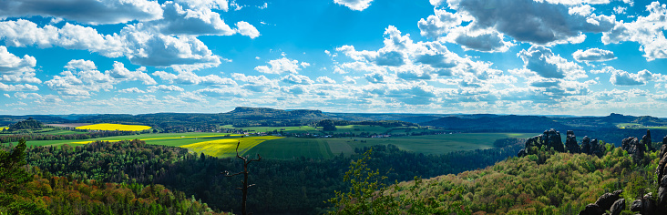 View in the sächsische schweiz nationalpark of the surrounding countryside
