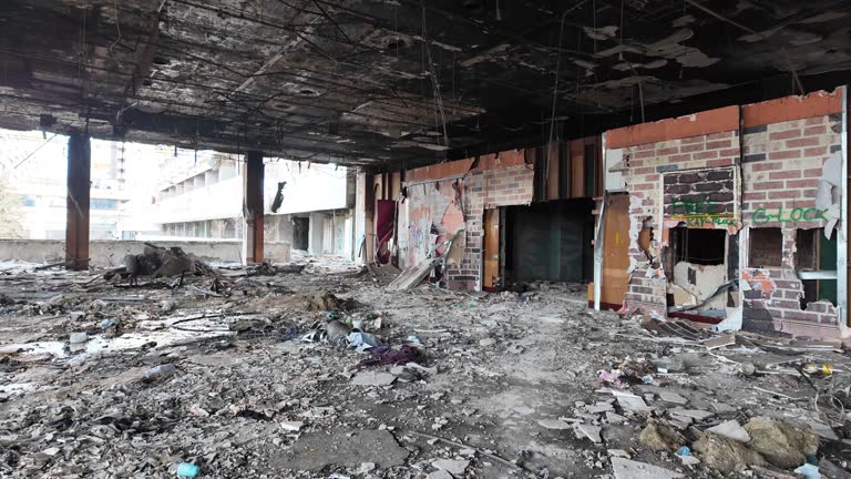 Abandoned Hotel National Chisinau Moldova rubbish and rubble building