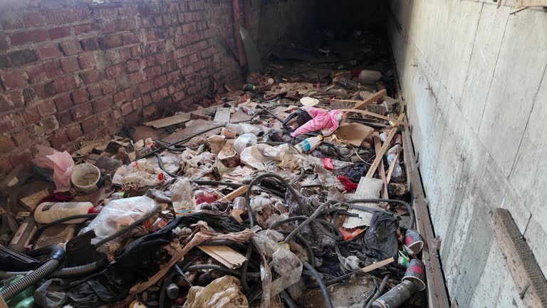 Rubbish and rubble in abandoned Hotel National Chisinau Moldova