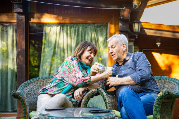 istock Senior couple enjoying coffee 2150575344