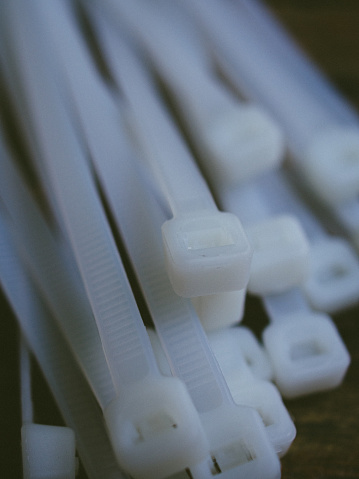 white cable tie close up