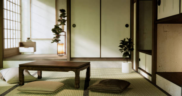 istock low table in room Japanese style with decoration muji minimal. 2150577730