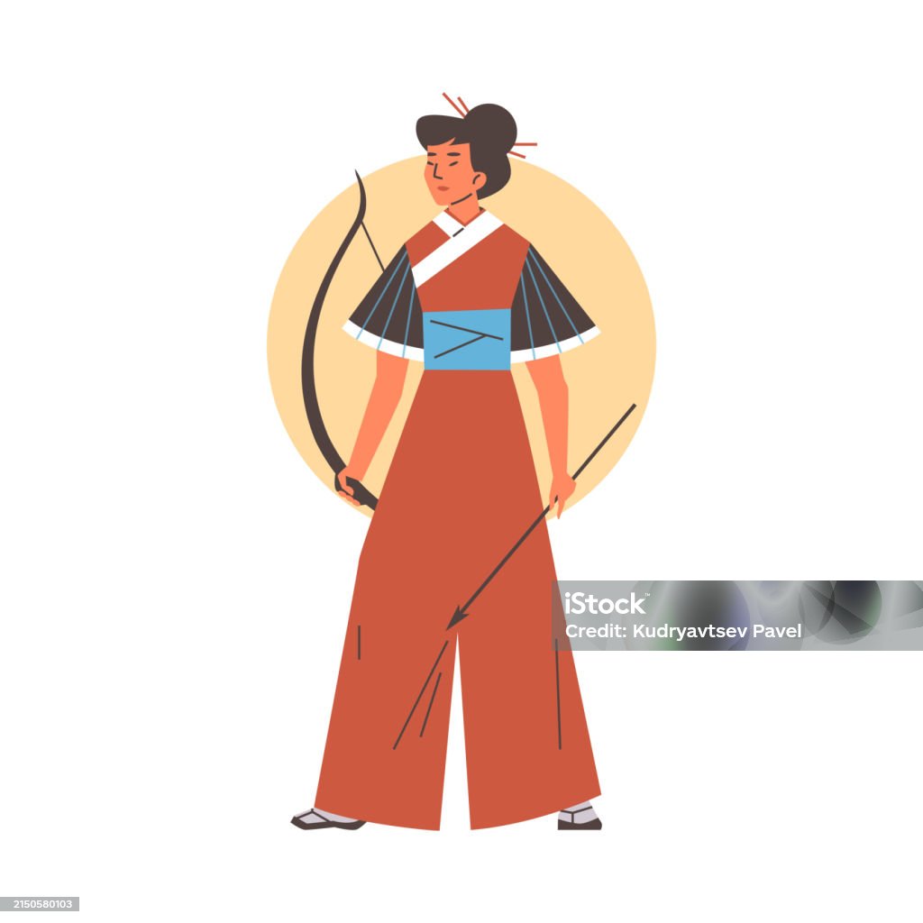 Bold Vector Characters Featuring A Woman Archer With Bow And Arrows In ...