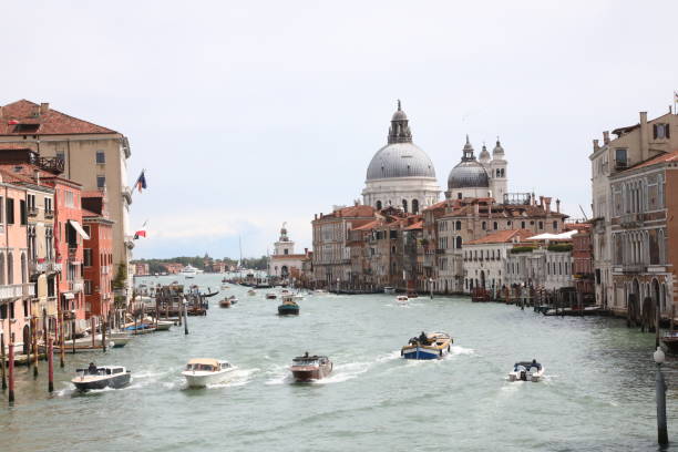 Venice, Italy - 18 April 2024: Overview of Grand Canal