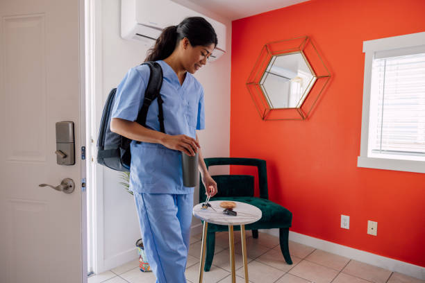 istock Woman nurse leaving from home 2150580730
